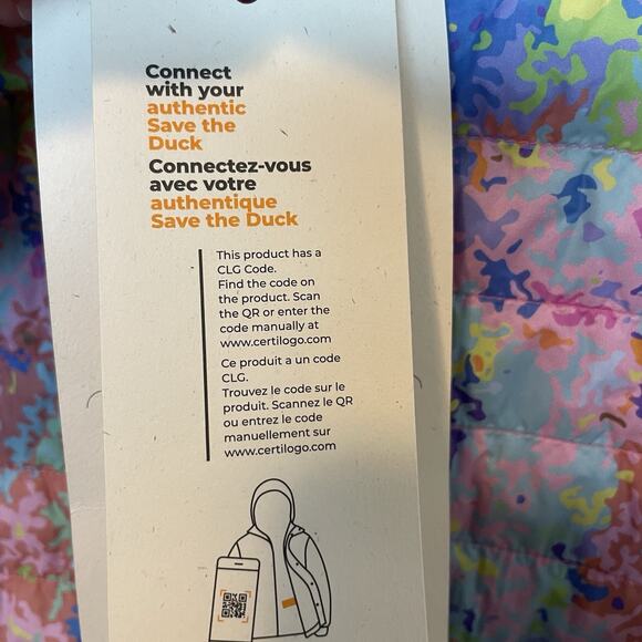 NWT Save The Duck Reversible Puffer Jacket Coat Size 6 Pink Multicolor Abstract - Picture 12 of 15